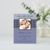 Carte Postale Faire-part Periwinkle Ivory Paisley Enregistrer La Date Votre (Debout devant)