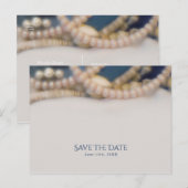 Carte Postale Faire-part Perles Élégantes & Coquillages de Mer Save the Dat (Devant / Derrière)