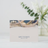 Carte Postale Faire-part Perles Élégantes & Coquillages de Mer Save the Dat (Debout devant)