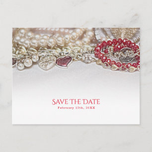 Carte Postale Faire-part Perles et bijoux d'amour de la Saint-Valentin Save
