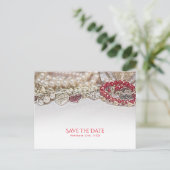 Carte Postale Faire-part Perles & Red Valentine Love Jewels Enregistrer la (Debout devant)