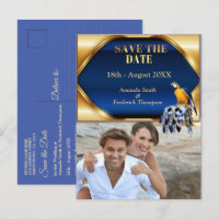 Perroquet exotique tons de bleu Save the Dates