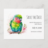 Carte Postale Faire-part Perroquet Vert - Bébé Perroquet Mignon Cérémonie d (Devant)