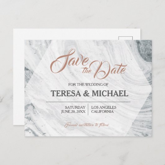 Carte Postale Faire-part Personnalisé, Enregistrer La Date, Mariage En Marb (Devant / Derrière)