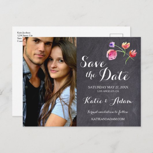 Carte Postale Faire-part Personnalisé, Photo Enregistrer la date, Rustique (Devant / Derrière)