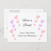 Carte Postale Faire-part Personnalisé Rose Coeur L'amour est Mariage sucré (Devant / Derrière)