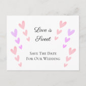 Carte Postale Faire-part Personnalisé Rose Coeur L'amour est Mariage sucré (Devant)