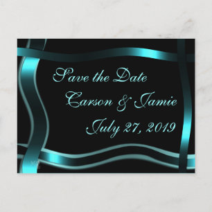 Carte Postale Faire-part Personnaliser d'invitation Turquoise et noire