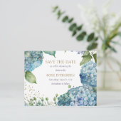 Carte Postale Faire-part Personnaliser Fleurs de Mariage Hydrangea Bleu (Debout devant)