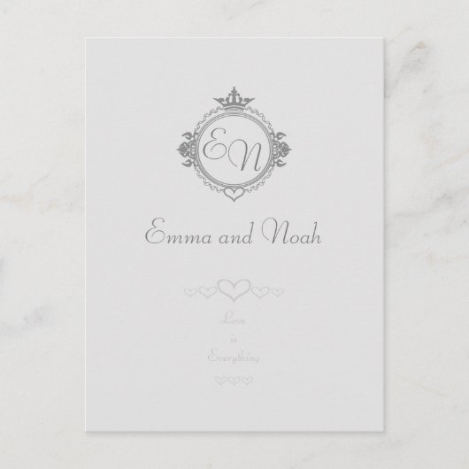 Carte Postale Faire-part Personnalisez les noms, initiales et phrase Amour (Devant)