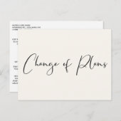 Carte Postale Faire-part Pet Mariage Changement de Plans Crème Élégant (Devant / Derrière)