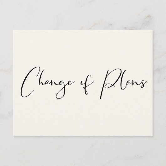 Carte Postale Faire-part Pet Mariage Changement de Plans Crème Élégant (Devant)