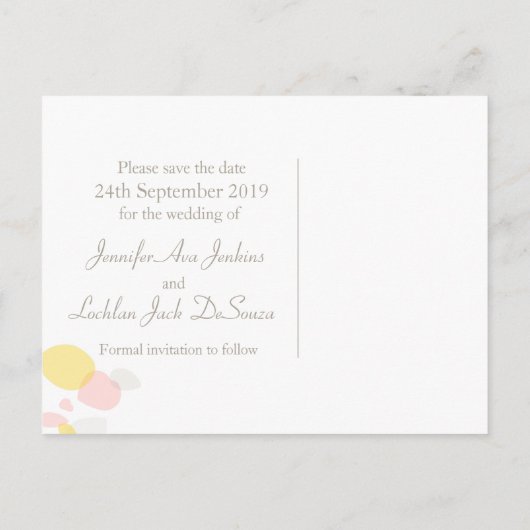 Carte Postale Faire-part Pétales de fleurs modernes graphiques enregistrer  (Dos)