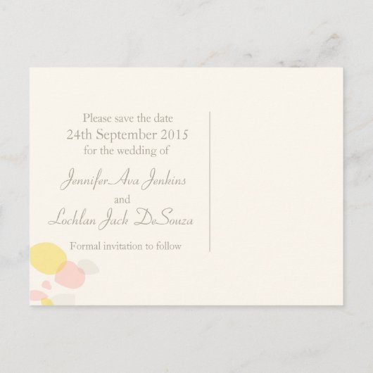 Carte Postale Faire-part Pétales de fleurs modernes graphiques enregistrer (Dos)