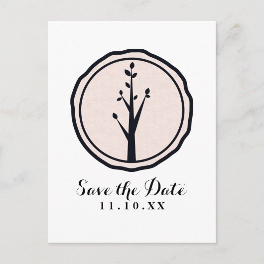 Carte Postale Faire-part Petit Arbre Rustique Mariage Nature Enregistrer la (Devant)