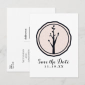 Carte Postale Faire-part Petit Arbre Rustique Nature Mariage Économisez la (Devant / Derrière)