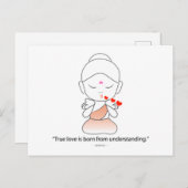 Carte Postale Faire-part Petit Bouddha amical montrant l'amour (Devant / Derrière)