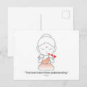 Carte Postale Faire-part Petit Bouddha amical montrant son amour (Devant / Derrière)