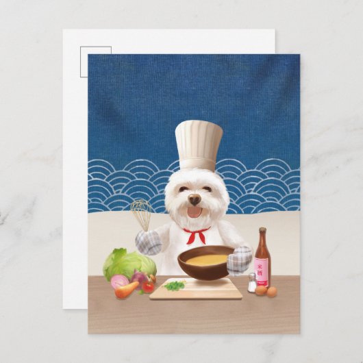 Carte Postale Faire-part Petit chien chef (Devant / Derrière)