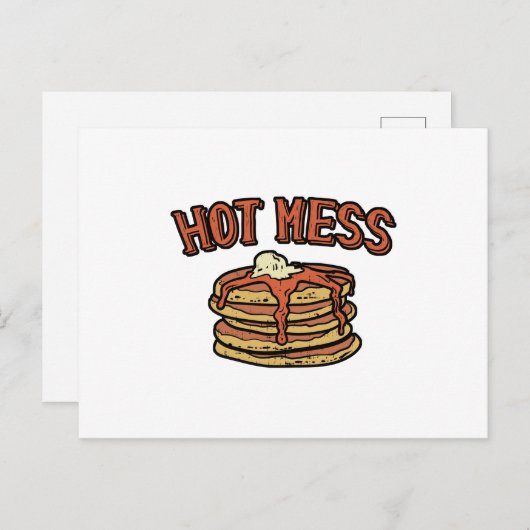 Carte Postale Faire-part Petit déjeuner de crêpes chaotique (Devant / Derrière)