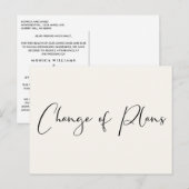 Carte Postale Faire-part Petit Mariage Changement de Plans Crème Élégant (Devant / Derrière)