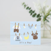 Carte Postale Faire-part Petite Bébé Gentleman Clothesline (Debout devant)