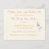 Carte Postale Faire-part "Petite cigogne" C'est une fille ! (Dos)