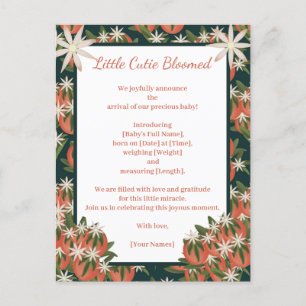 Carte Postale Faire-part Petite Coquette Clémentine Naissance sur le thème
