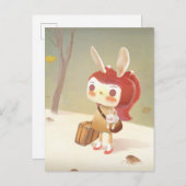 Carte Postale Faire-part Petite fille perdue dans la forêt (Devant / Derrière)