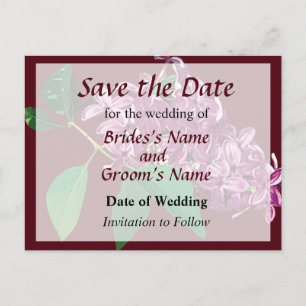 Carte Postale Faire-part Petite grappe de Lilacs roses Enregistrer la date