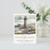 Carte Postale Faire-part Phare côtier rustique bord de mer Enregistrer la d (Debout devant)