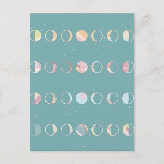 Carte Postale Faire-part Phases de la Lune sarcelle (Devant)