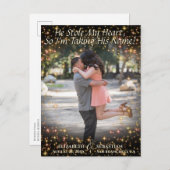 Carte Postale Faire-part Photo avec Sparkles Mariage mignon Enregistrer la  (Devant / Derrière)