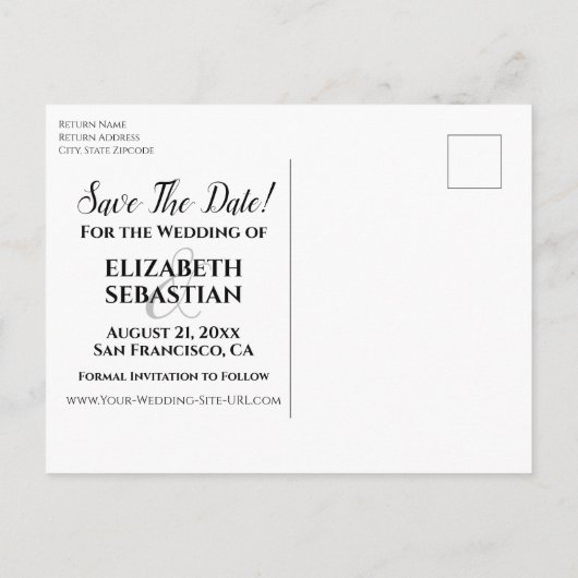 Carte Postale Faire-part Photo avec Sparkles Mariage mignon Enregistrer la  (Dos)