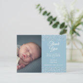 Carte Postale Faire-part Photo Baby Boy Script Amour Coeurs Merci Naissance (Debout devant)