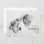 Carte Postale Faire-part Photo Bébé Moderne Élégant Or Coeurs d'amour Naiss (Devant / Derrière)