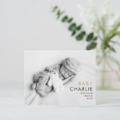 Carte Postale Faire-part Photo Bébé Moderne Élégant Or Coeurs d'amour Naiss (Debout devant)