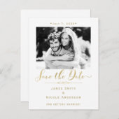 Carte Postale Faire-part Photo blanche et or Mariage moderne Enregistrer la (Devant / Derrière)