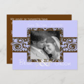 Carte Postale Faire-part Photo Café et Lilac Enregistrer la date (Devant / Derrière)