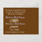 Carte Postale Faire-part Photo Café et Lilac Enregistrer la date (Dos)