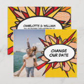 Carte Postale Faire-part Photo Changement Notre Date Reportée Moderne Fun (Devant / Derrière)