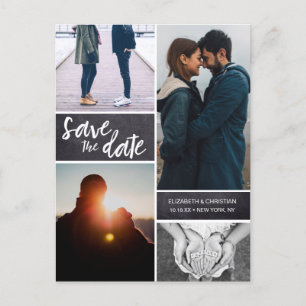 Carte Postale Faire-part Photo Collage photos fiançailles Chalkboard