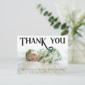 Carte Postale Faire-part Photo de bébé Merci Cœur Moderne Naissance (Debout devant)