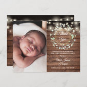 Carte Postale Faire-part Photo de bébé verdure bois rustique Merci Naissanc (Devant / Derrière)