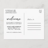 Carte Postale Faire-part Photo de bienvenue pour bébé moderne (Dos)