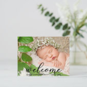 Carte Postale Faire-part Photo de bienvenue pour bébé moderne (Debout devant)