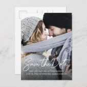 Carte Postale Faire-part Photo de calligraphie blanche manuscrite minimalis (Devant / Derrière)