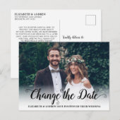 Carte Postale Faire-part Photo de calligraphie moderne avec date à modifier (Devant / Derrière)