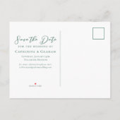 Carte Postale Faire-part Photo de couple vert émeraude forêt Enregistrer la (Dos)