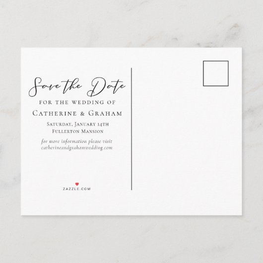 Carte Postale Faire-part Photo de couple violet royal Élégant Enregistrer l (Dos)